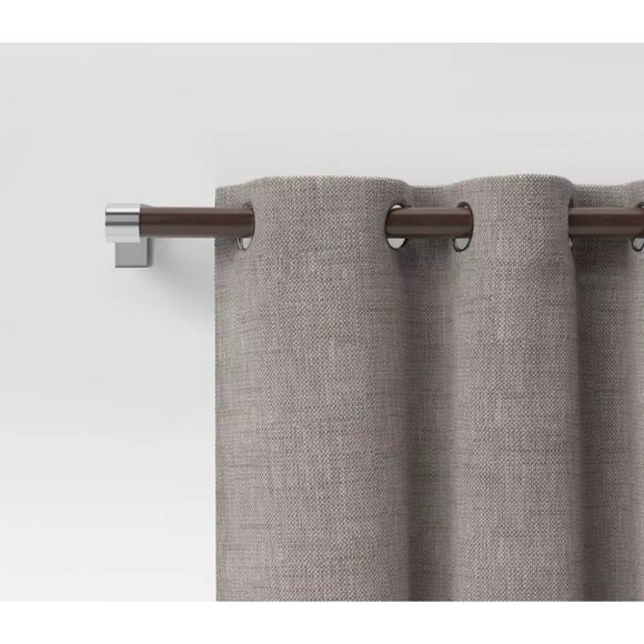 Threshold Nickel & Dark Brown Finish Expandable Curtain Rod 66" to 120" Lengths - Picture 3 of 6